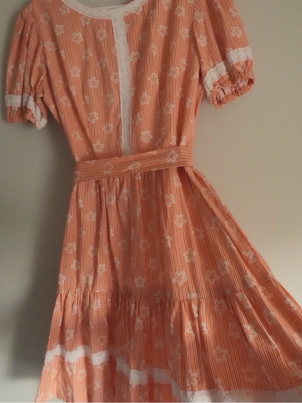 Vintage cottage core Floral Lace Trim Dress
